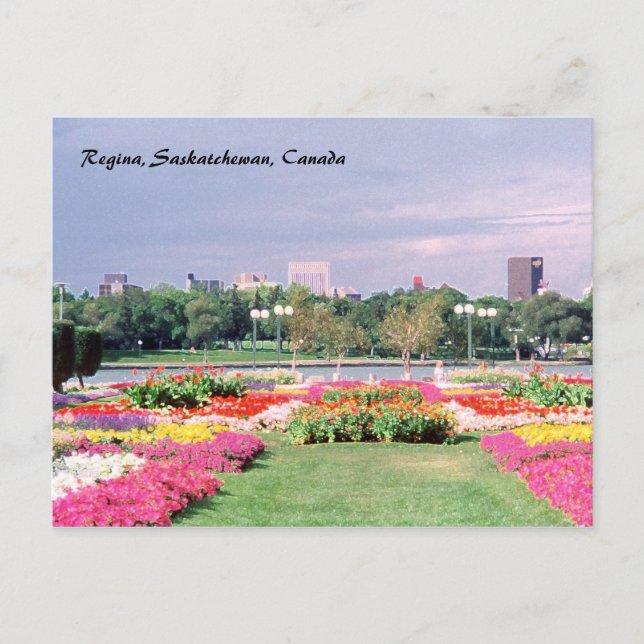 Painted Regina Legislative Gardens Postcard (Front)