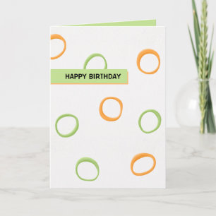 Painted Retro Circles orange green Birthday Card