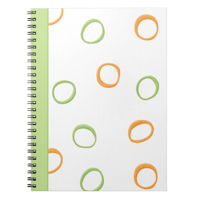 Painted Retro Circles orange green Notebook (Front)
