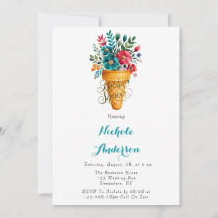 Painted Romance Ice Cream Cone Gold Bridal Shower Invitation