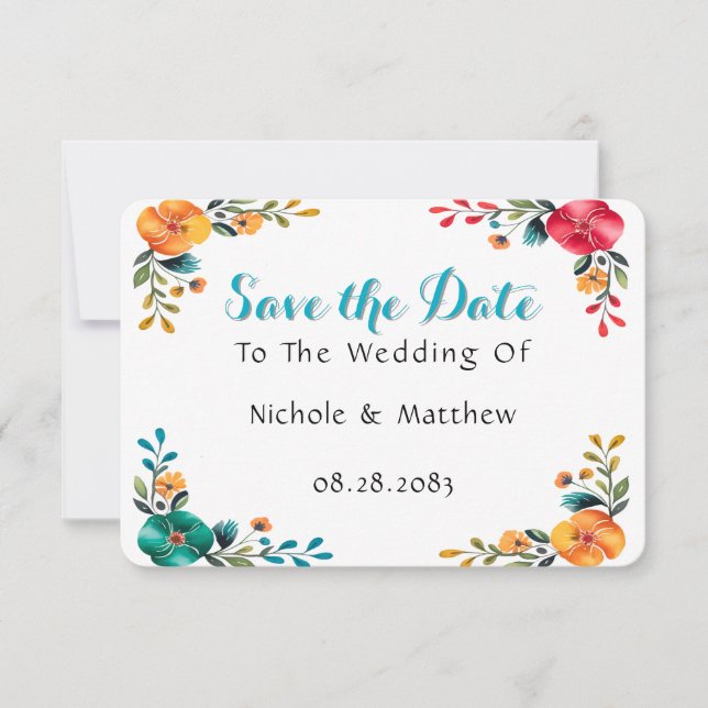 Painted Romance Wedding Save The Date (Front)