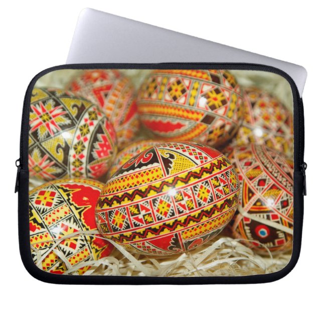 Painted Romanian Easter Eggs Laptop Sleeve (Front)