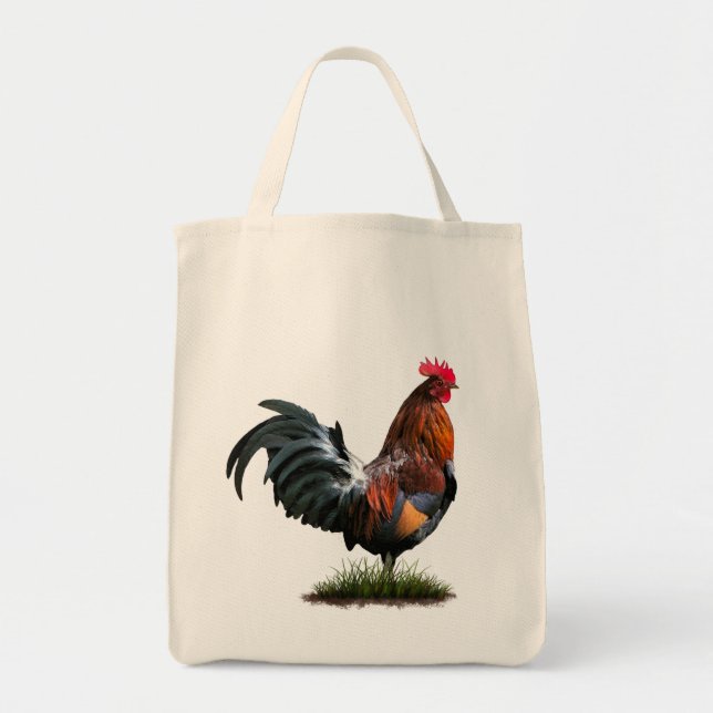 Painted Rooster Grocery Bag (Front)