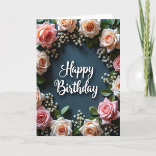 Painted Rose Birthday Card