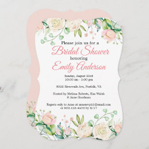 Painted Rose Floral Bridal Shower Invitation