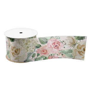 Painted Rose Garden Clear Image Ribbon Satin Ribbon