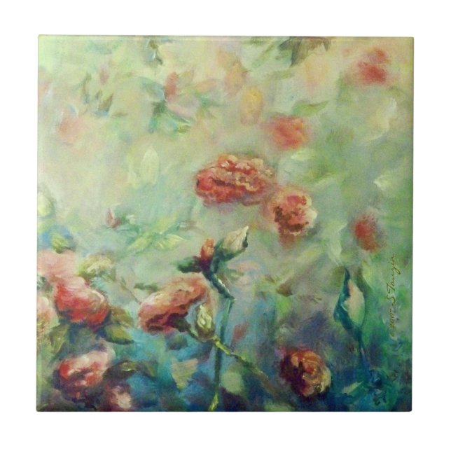 Painted Roses ceramic tile (Front)