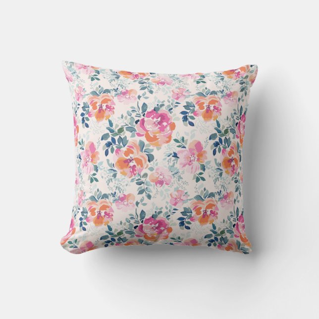 Painted Roses Pattern Cushion (Front)
