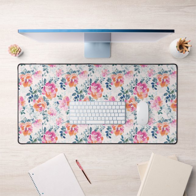 Painted Roses Pattern Desk Mat (Office 1)