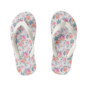 Painted Roses Pattern Kid's Flip Flops