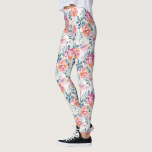 Painted Roses Pattern Leggings