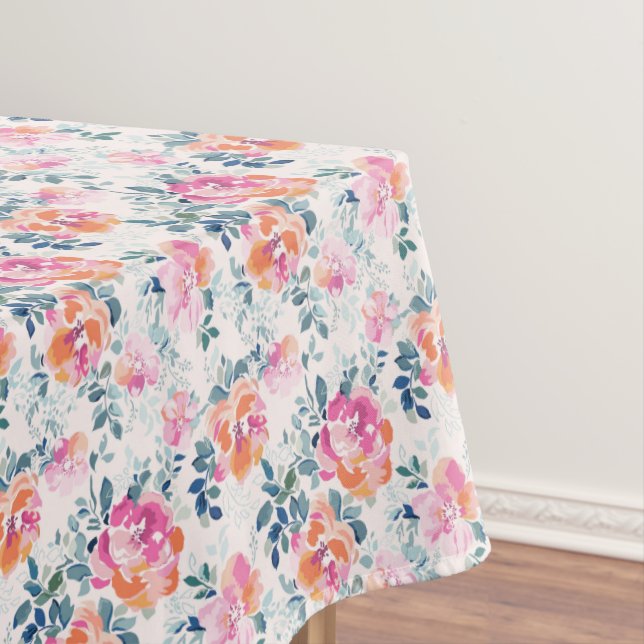 Painted Roses Pattern Tablecloth (In Situ)