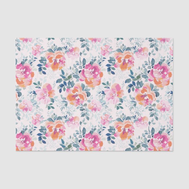 Painted Roses Pattern Tissue Paper (Front)
