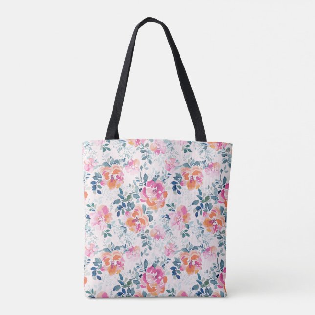 Painted Roses Pattern Tote Bag (Back)