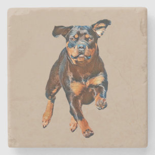 Painted Rottweiler Dog Marble Coaster