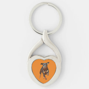 Painted Rottweiler Heart Key Chain