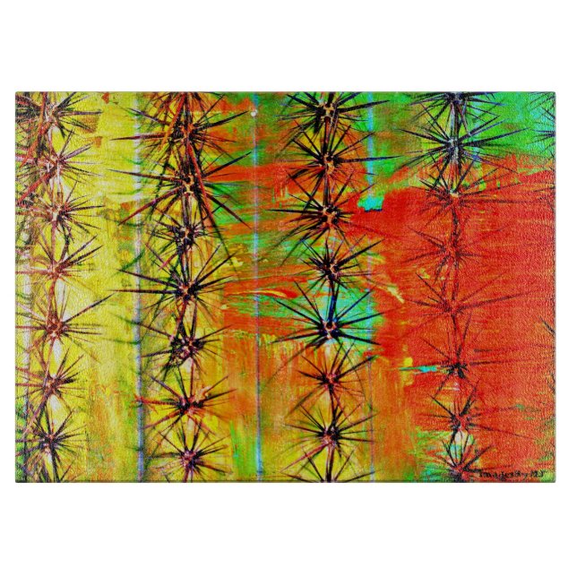 Painted Saguaro Kitchen Cutting Board (Front)