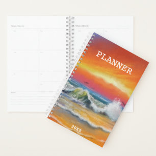 Painted Sea Sunset Planner Personalised Year