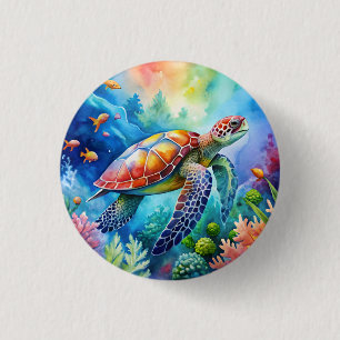 Painted Sea Turtle 3 Cm Round Badge