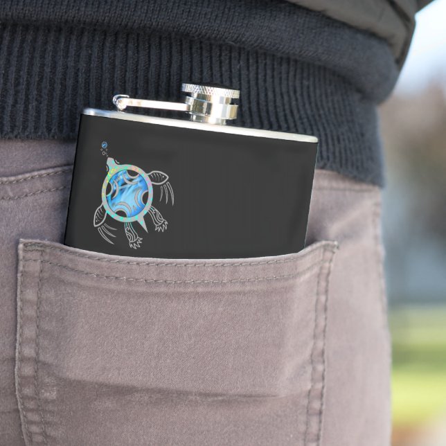 Painted Sea Turtle Hip Flask (In Situ)