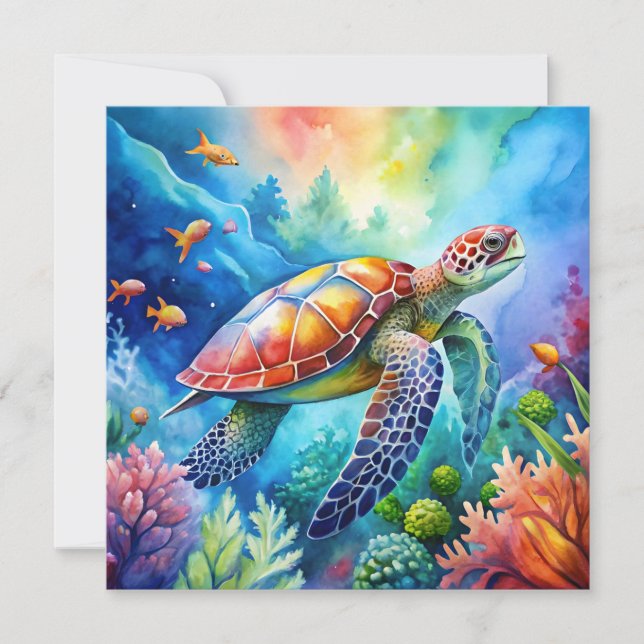 Painted Sea Turtle  Invitation (Front)