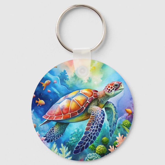 Painted Sea Turtle  Key Ring (Front)