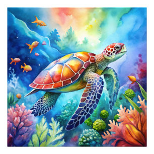 Painted Sea Turtle  Photo Print