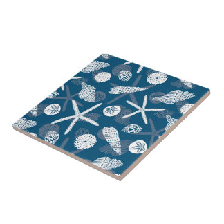Painted Shells And Starfish Marine Tile