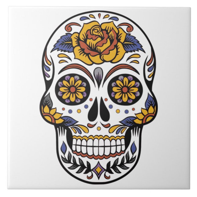Painted Skull Design Tile (Front)