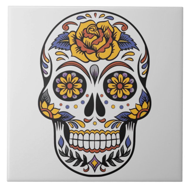 Painted Skull Design Tile (Front)