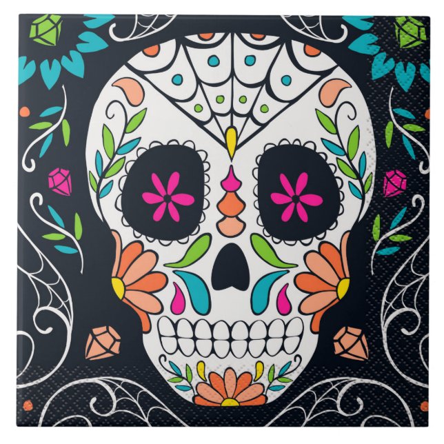 Painted Skull Design Tile (Front)