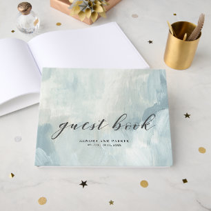 Painted Sky Modern Abstract Brushstrokes Wedding Guest Book