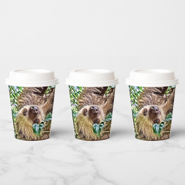 painted Sloth Square Paper Cups (Multi)