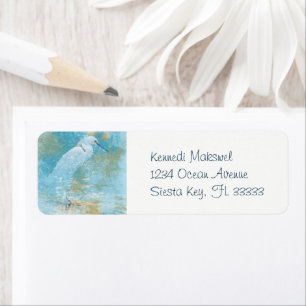 Painted Snowy Egret Art   Address Labels