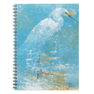 Painted Snowy Egret Artwork Spiral Note Book