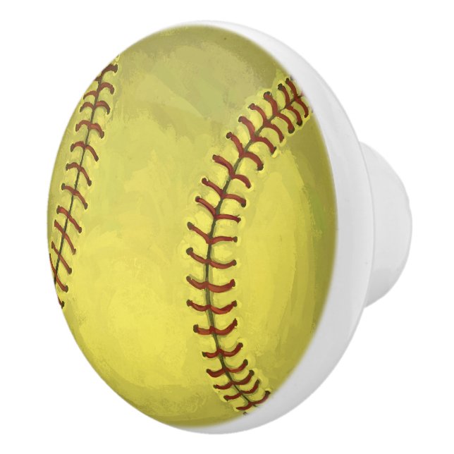 Painted Softball Art Ceramic Knob (Right)