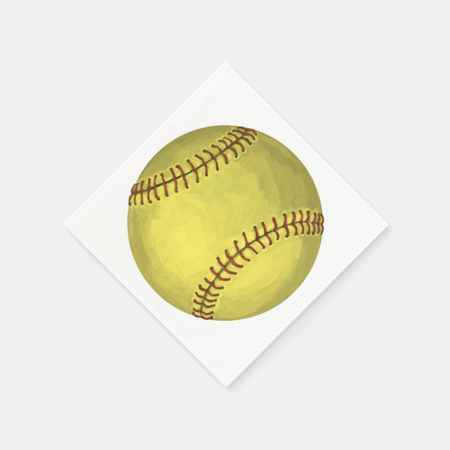 Painted Softball Art Napkin (Corner)