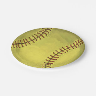 Painted Softball Art Paper Plate