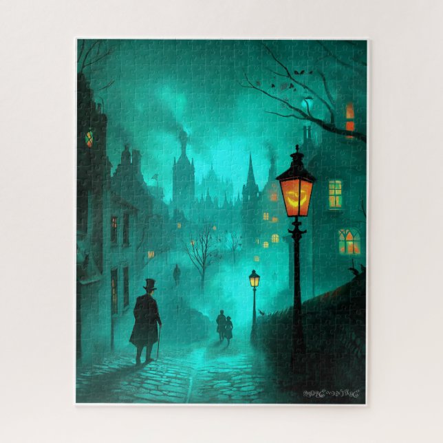 PAINTED SPOOKY HALLOWEEN SCENE C1900 JIGSAW PUZZLE (Vertical)