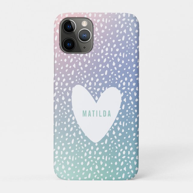 Painted spot + heart pastel gradient personalised Case-Mate iPhone case (Back)