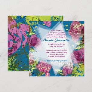 PAINTED SPRING FLOWERS Bat Mitzvah Invitation