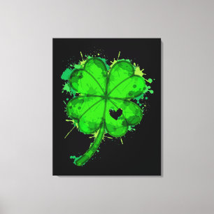 Painted St Patricks Day Shamrock Heart Canvas Print