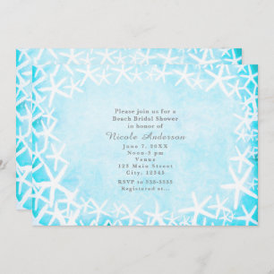 Painted Starfish Aqua Blue Party Invitations