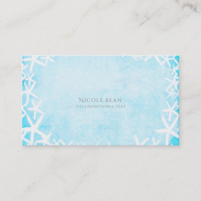 Painted Starfish Aqua Blue Tropical Beach Custom Business Card (Front)