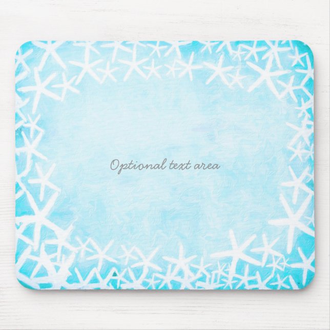 Painted Starfish Aqua Blue Tropical Beach Custom Mouse Mat (Front)