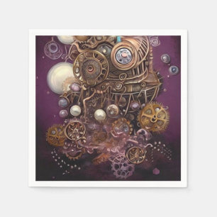 Painted Steampunk Elements Collage 6 Napkin