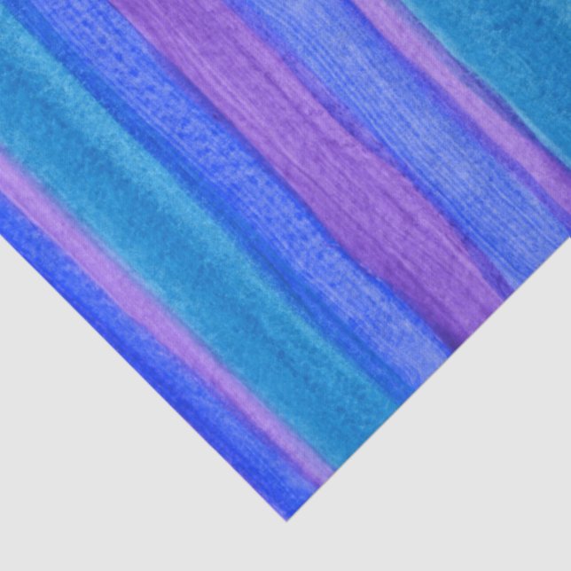 Painted Stripes: Violet, Blue, Turquoise Tissue Paper (Detail)