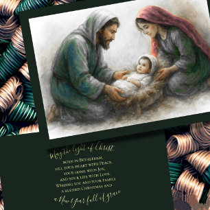 Painted Style Nativity Scene Holiday Card