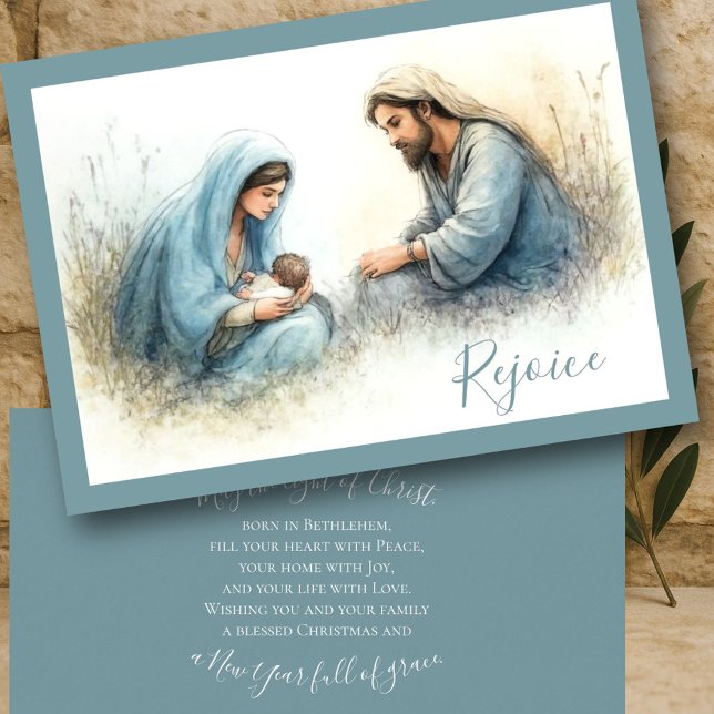 Painted Style Nativity Scene Holiday Card (Creator Uploaded)