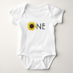Painted Sunflower 1st Birthday Baby Bodysuit